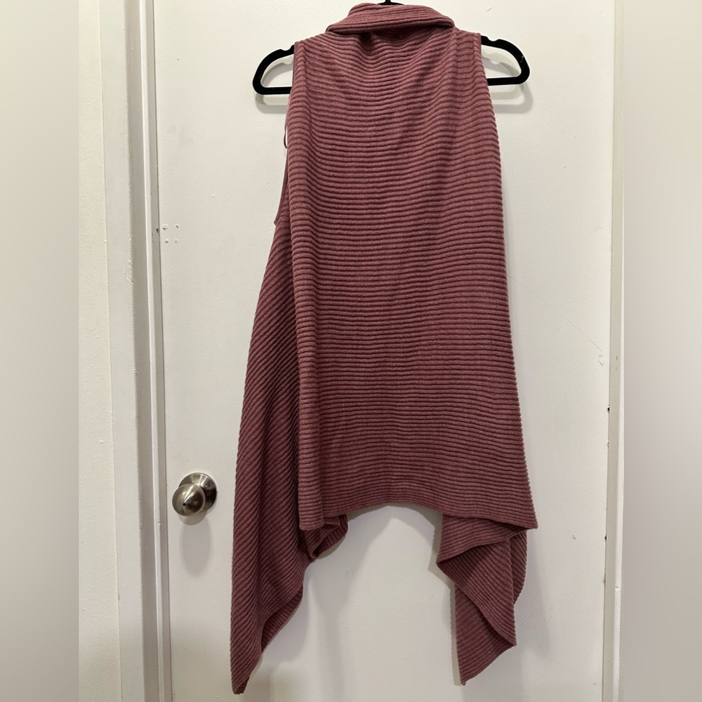 LOFT Mauve Open Front Sweater Vest One Size - Picture 3 of 5